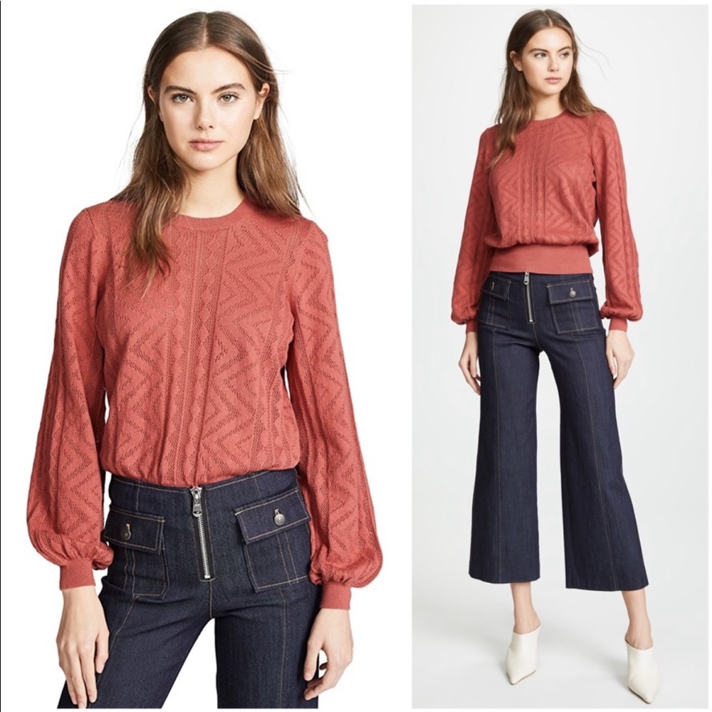 Joie Jaeda Spice Pointelle Knit Balloon Sleeve